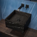 Andromeda Marble Wall-Hung Washbasin | Mini Size Nero Side