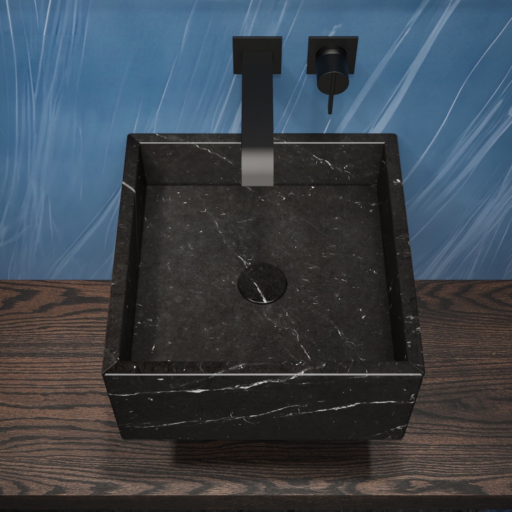 Andromeda Marble Wall-Hung Washbasin | Mini Size Nero Top