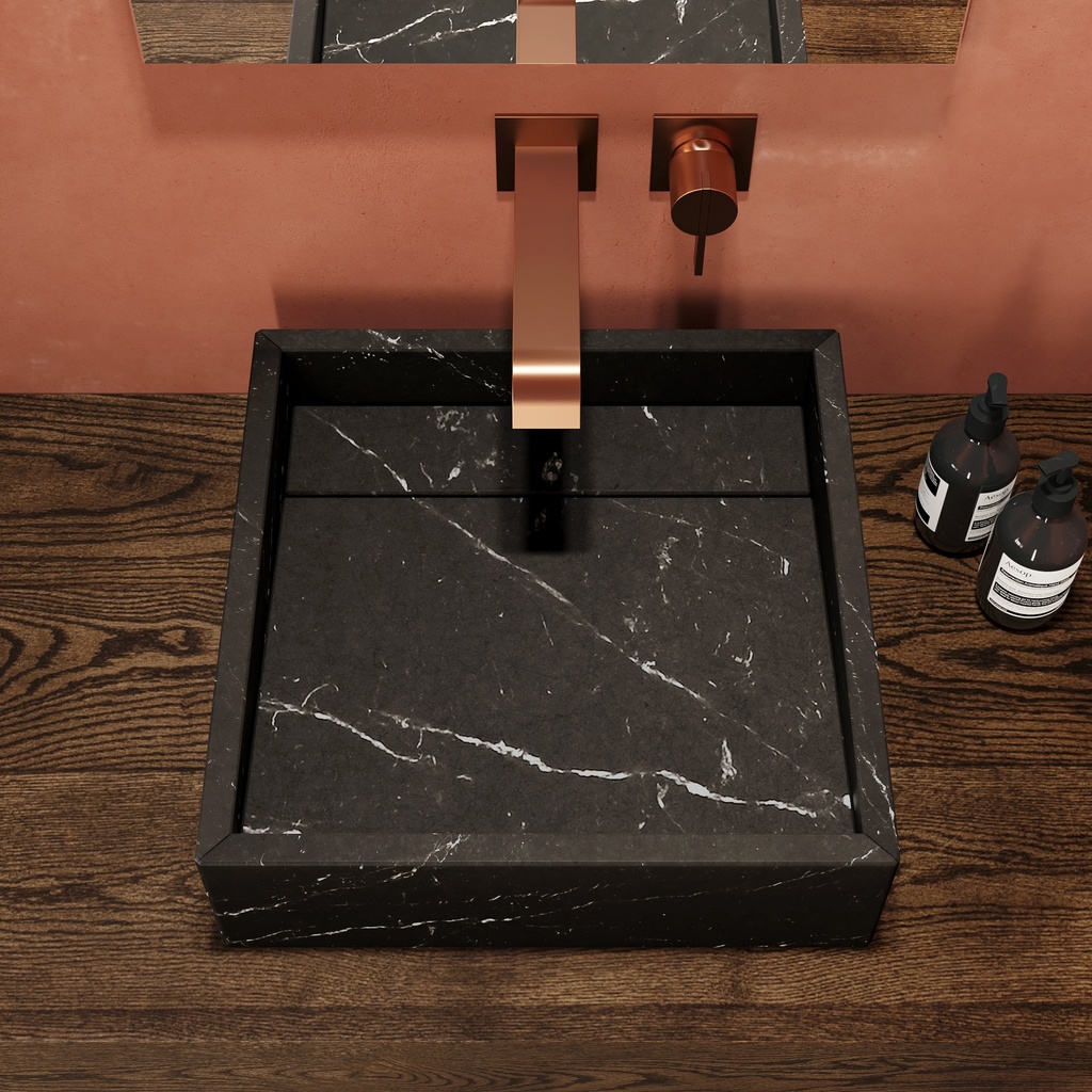 Cassiopeia Marble Countertop Washbasin | Mini Size Nero Top