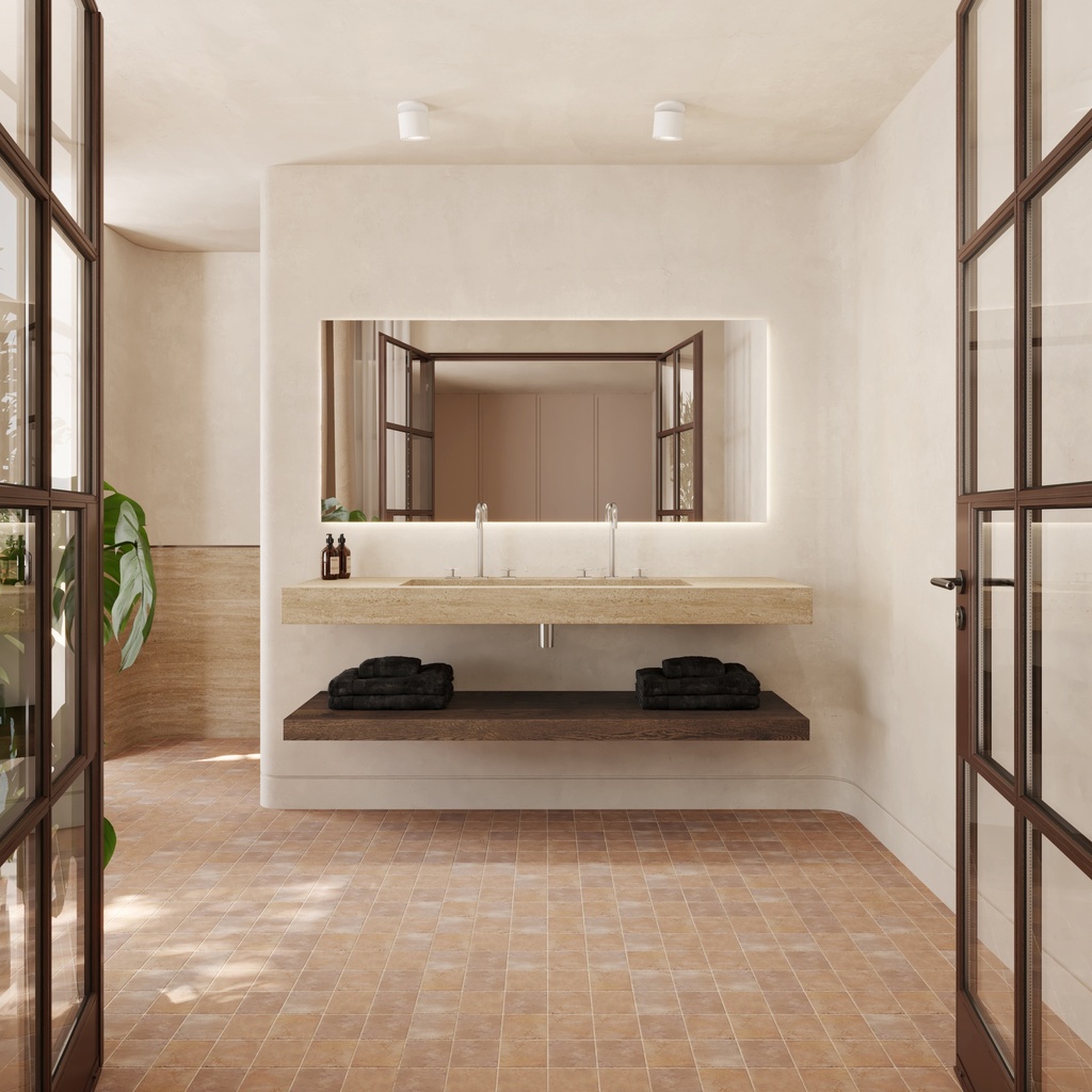 Andromeda Plus Slim Travertine Wall-Hung Washbasin Travertine Overview