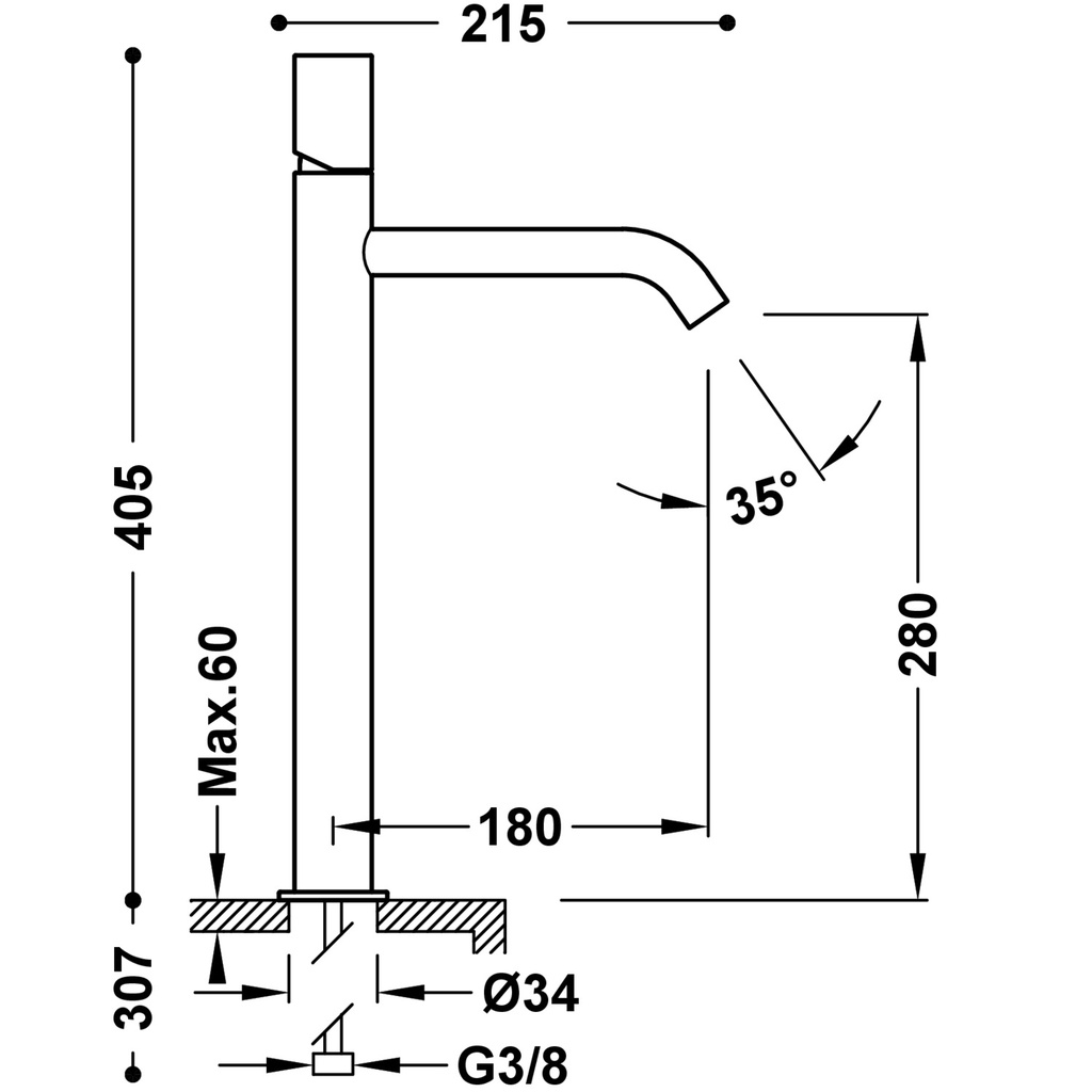 Single Lever Washbasin Mixer - 26130801 Tres TD