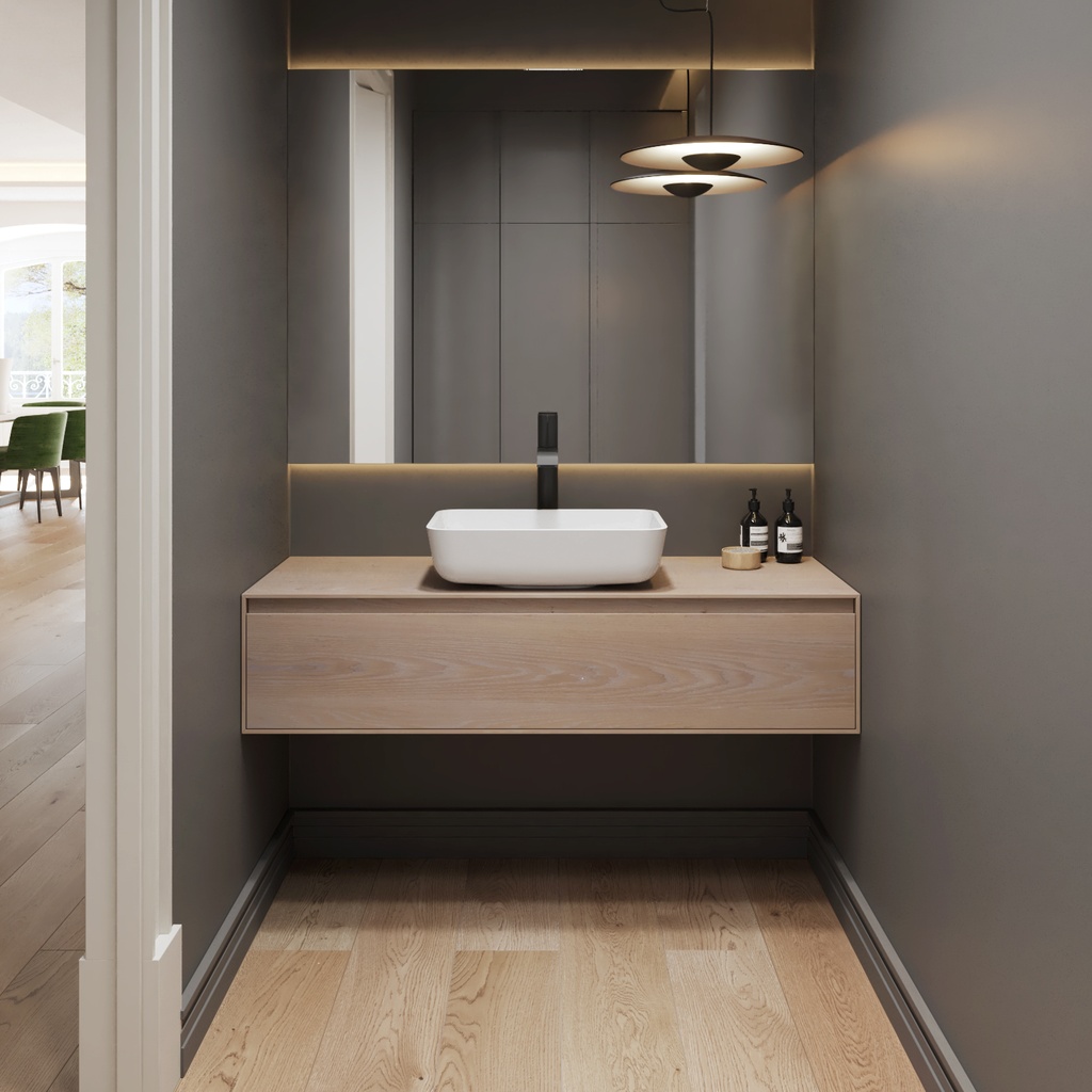 Orion Corian® Countertop Washbasin Glacier White Front