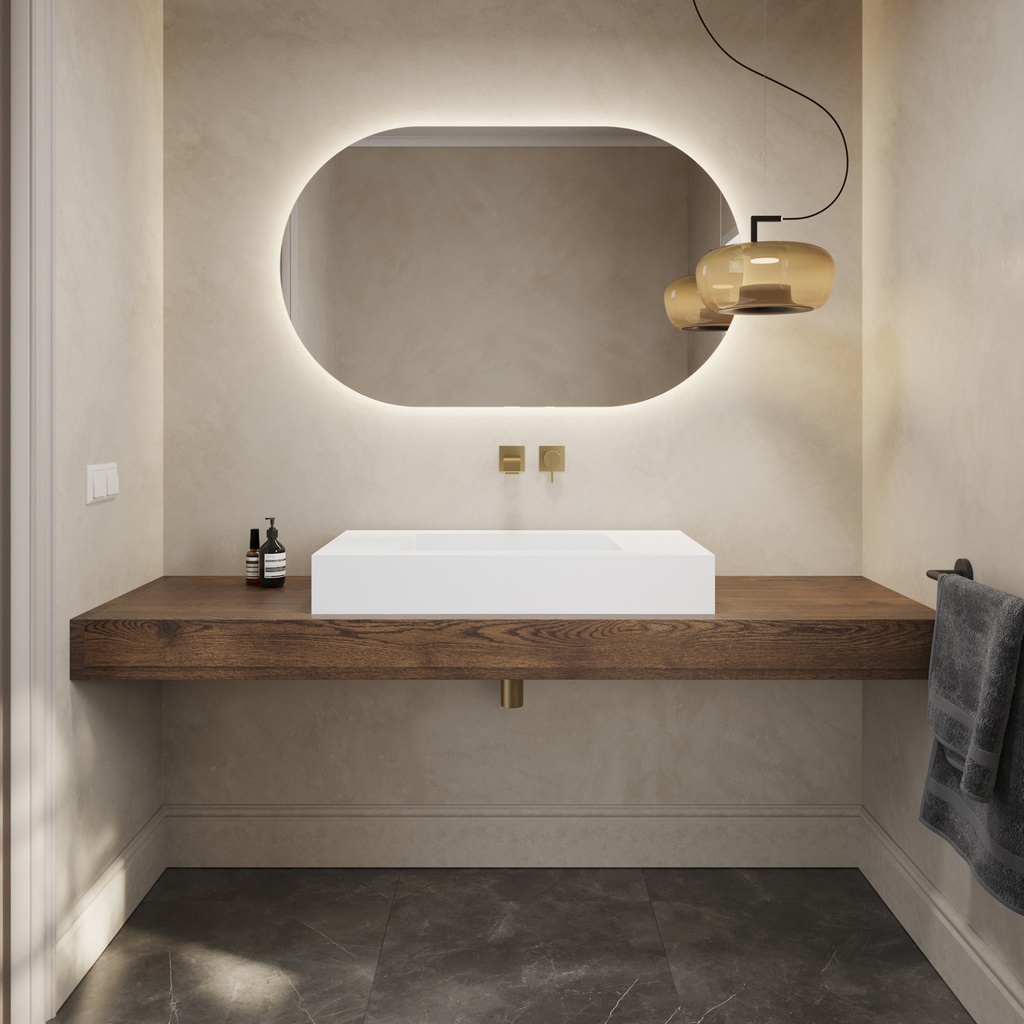 Andromeda Corian® Single Countertop Washbasin Front
