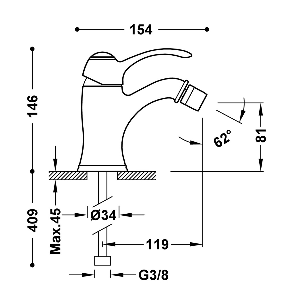 Classic Bidet Tap - 24212001 Tres TD