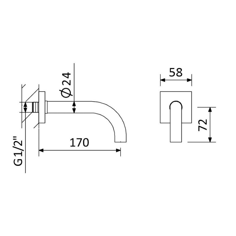 Hera Wall-Mounted Bath Spout - Bruma TD
