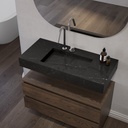 Perseus Slim Marble Single Wall-Hung Washbasin Marquina Marble Side View