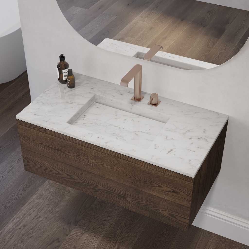 Gliese Marble Single Vanity Top Carrara Marble Side View