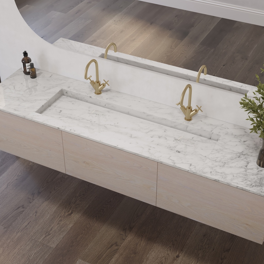 Gliese Plus Marble Vanity Top Carrara Marble Side View