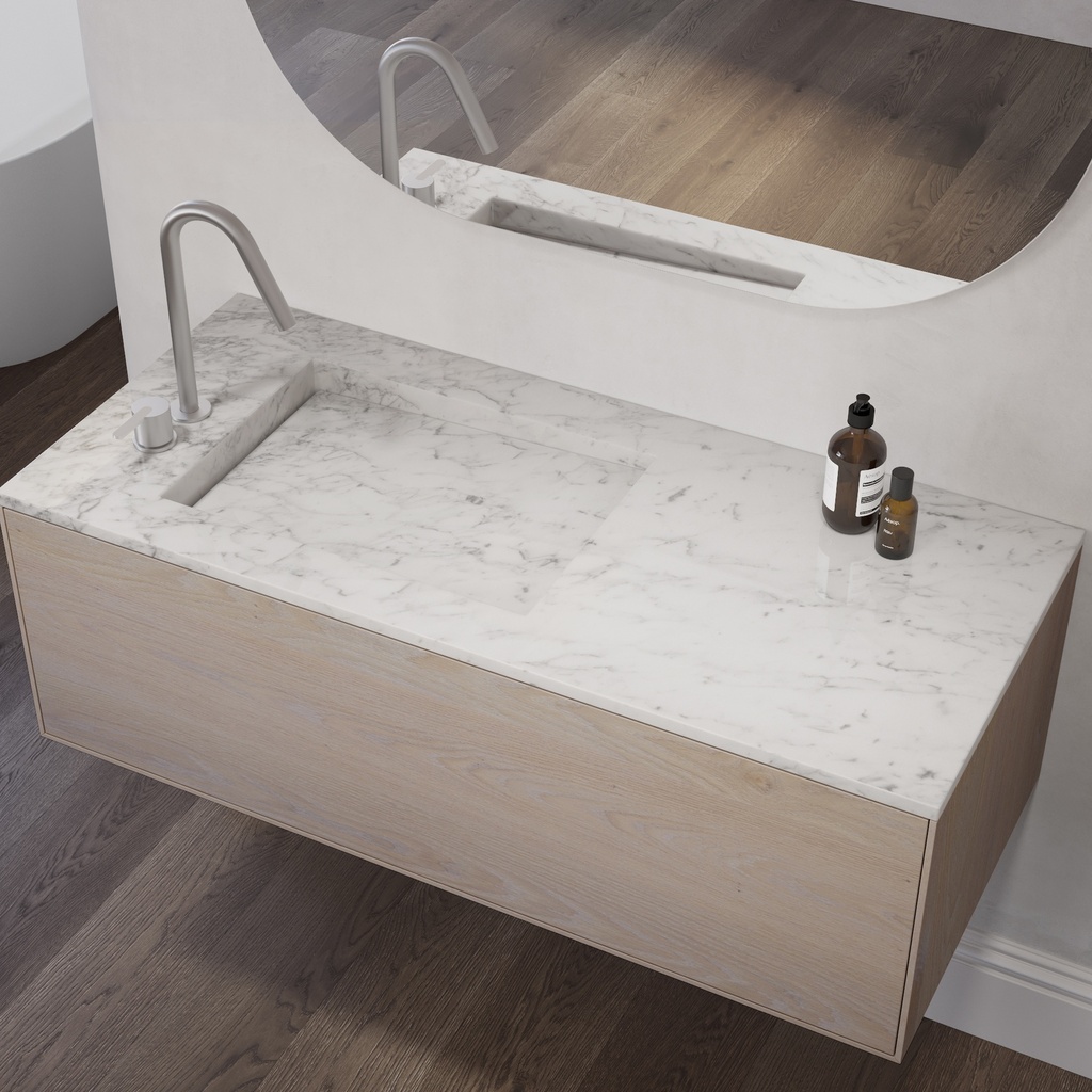 Perseus Marble Single Vanity Top Carrara Marble Side View