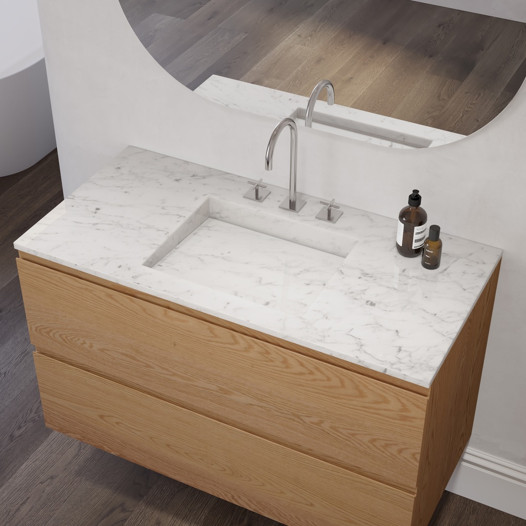 Sagitta Marble Single Vanity Top Carrara Marble Side View