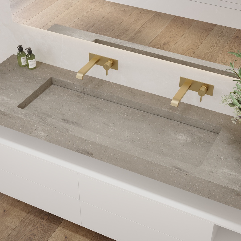 Gliese Plus Slim Corian Wall-Hung Washbasin Ash Aggregate Side View