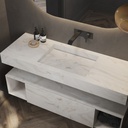 Sagitta Slim Corian Single Wall-Hung Washbasin Dune Prima Side View