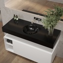 Rigel Slim Corian Single Wall-Hung Washbasin Deep Nocturne Side View