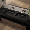 Orion Slim Corian Double Wall-Hung Washbasin Deep Nocturne Side View