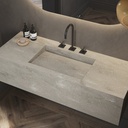 Sagitta Deep Corian Single Wall-Hung Washbasin Ash Aggregate Side View