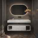 Sagitta Slim Corian Single Wall-Hung Washbasin Dune Prima Front View