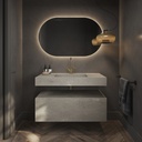 Hatysa Slim Corian Single Wall-Hung Washbasin Ash Aggregate Front View