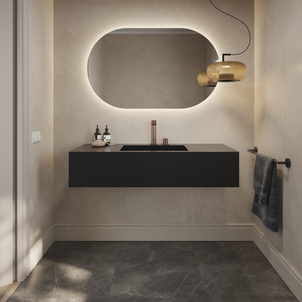 Hatysa Deep Corian Single Wall-Hung Washbasin Deep Nocturne Front View