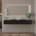 Andromeda Deep Corian Double Wall-Hung Washbasin Deep Nocturne Front View