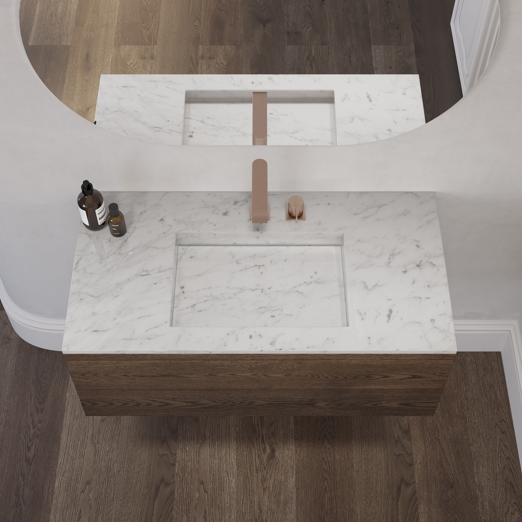 Gliese Marble Single Vanity Top Carrara Marble Top View