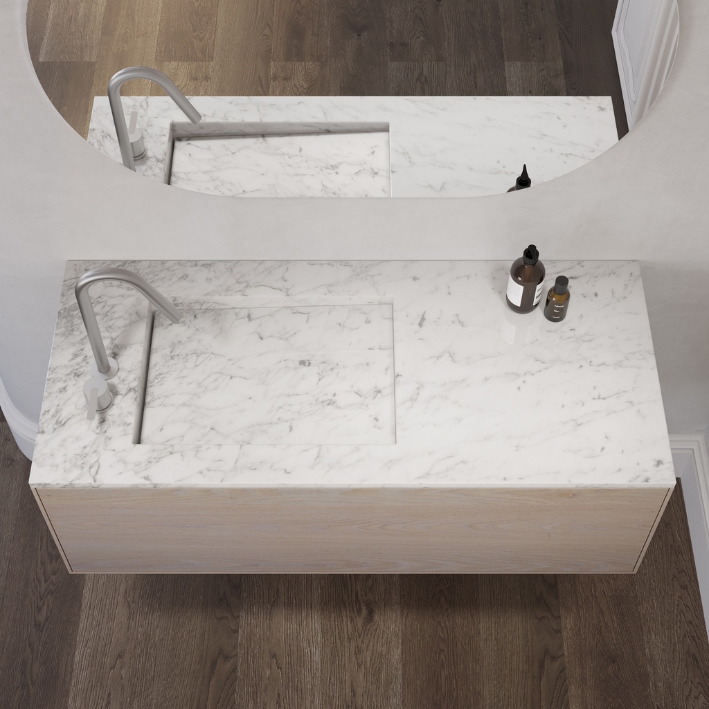 Perseus Marble Single Vanity Top Carrara Marble Top View