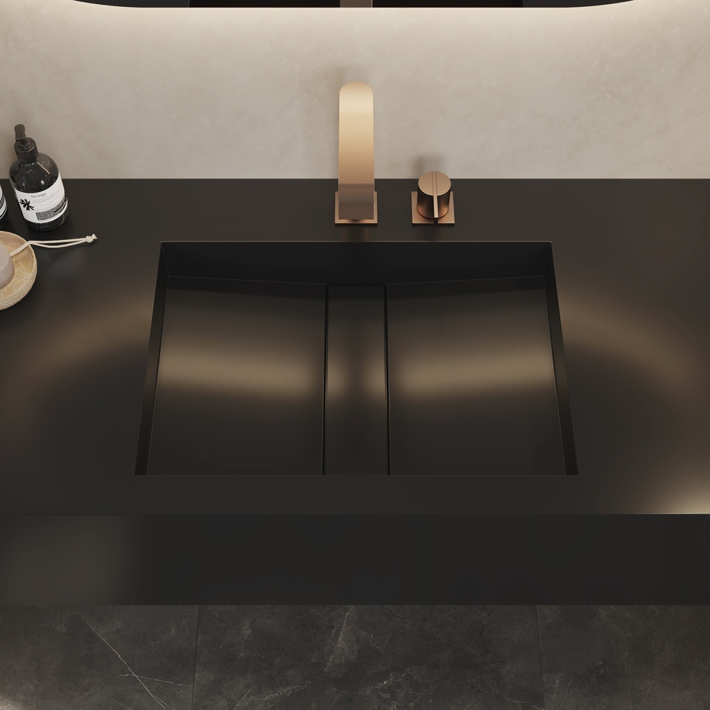 Hatysa Deep Corian Single Wall-Hung Washbasin Deep Nocturne Top View