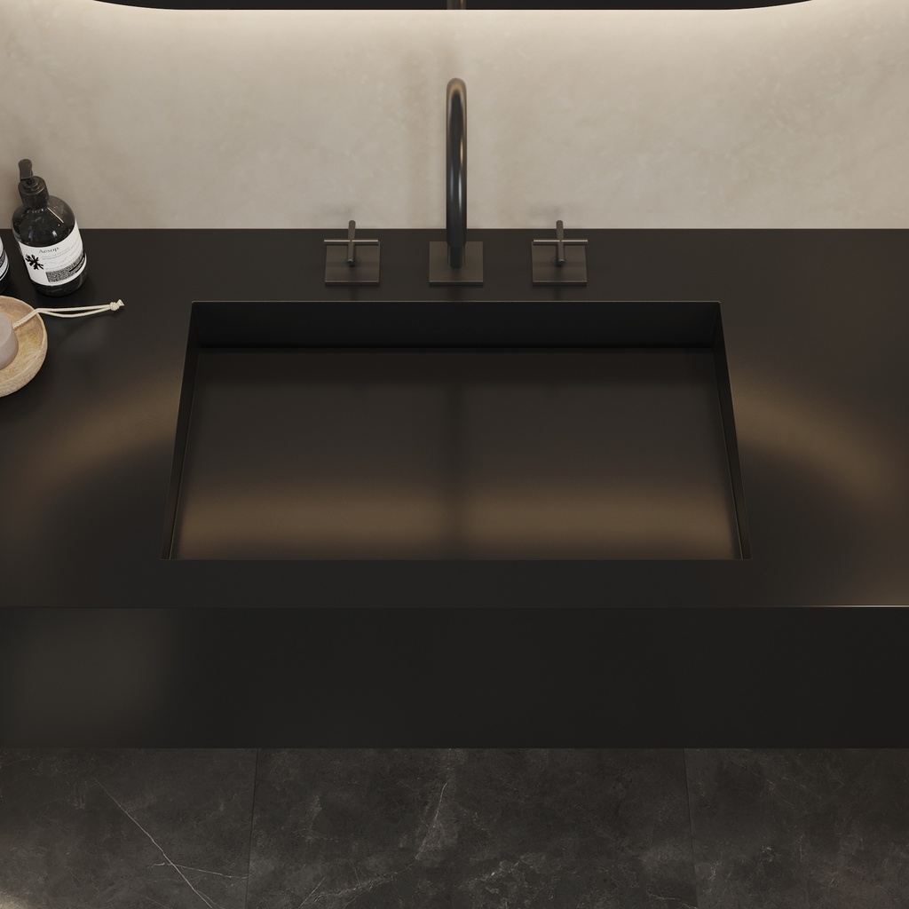 Sagitta Deep Corian Single Wall-Hung Washbasin Deep Nocturne Top View