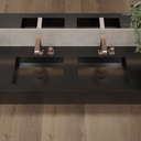 Andromeda Deep Corian Double Wall-Hung Washbasin Deep Nocturne Top View