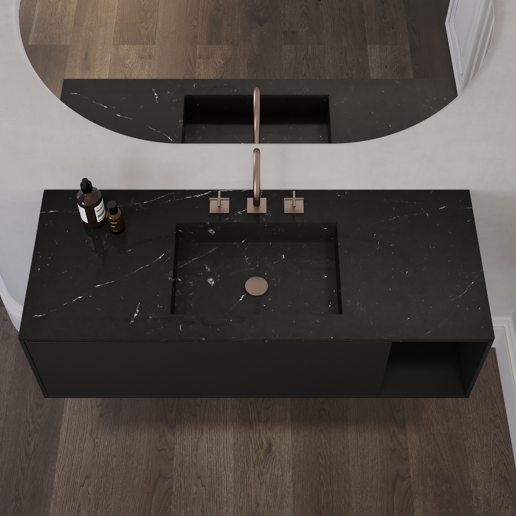 Andromeda Marble Single Vanity Top Marquina Marble Top View