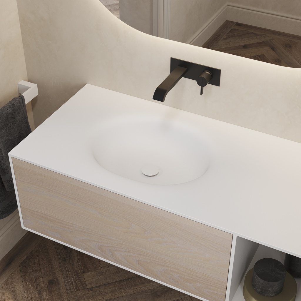 Delta Corian Single Vanity Top Glacier White Side View