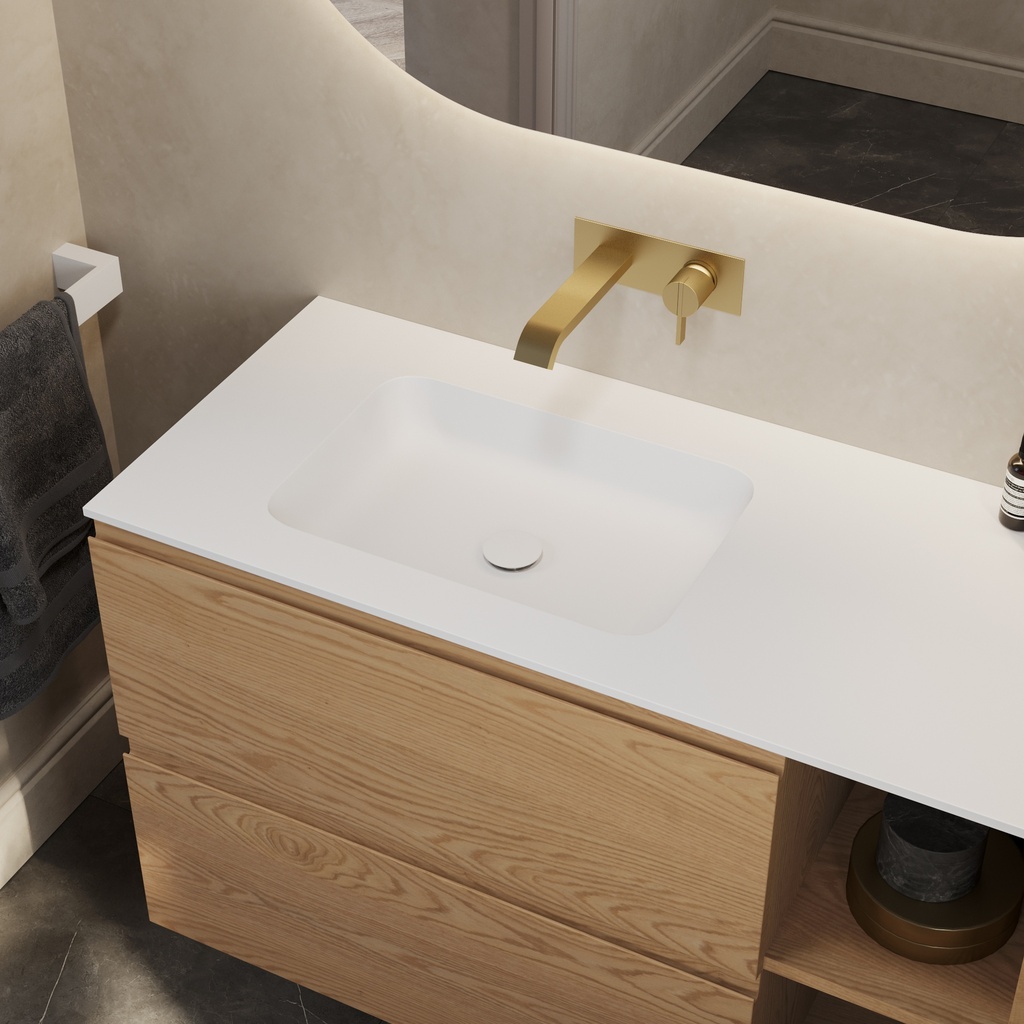 Orion Corian Single Vanity Top Glacier White Side View