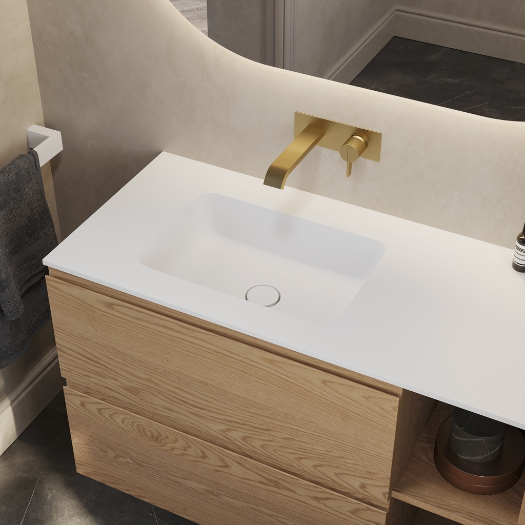 Orion Corian Single Vanity Top Glacier White Side View