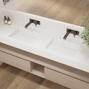 Aquila Slim Corian Double Wall-Hung Washbasin Glacier White Side View