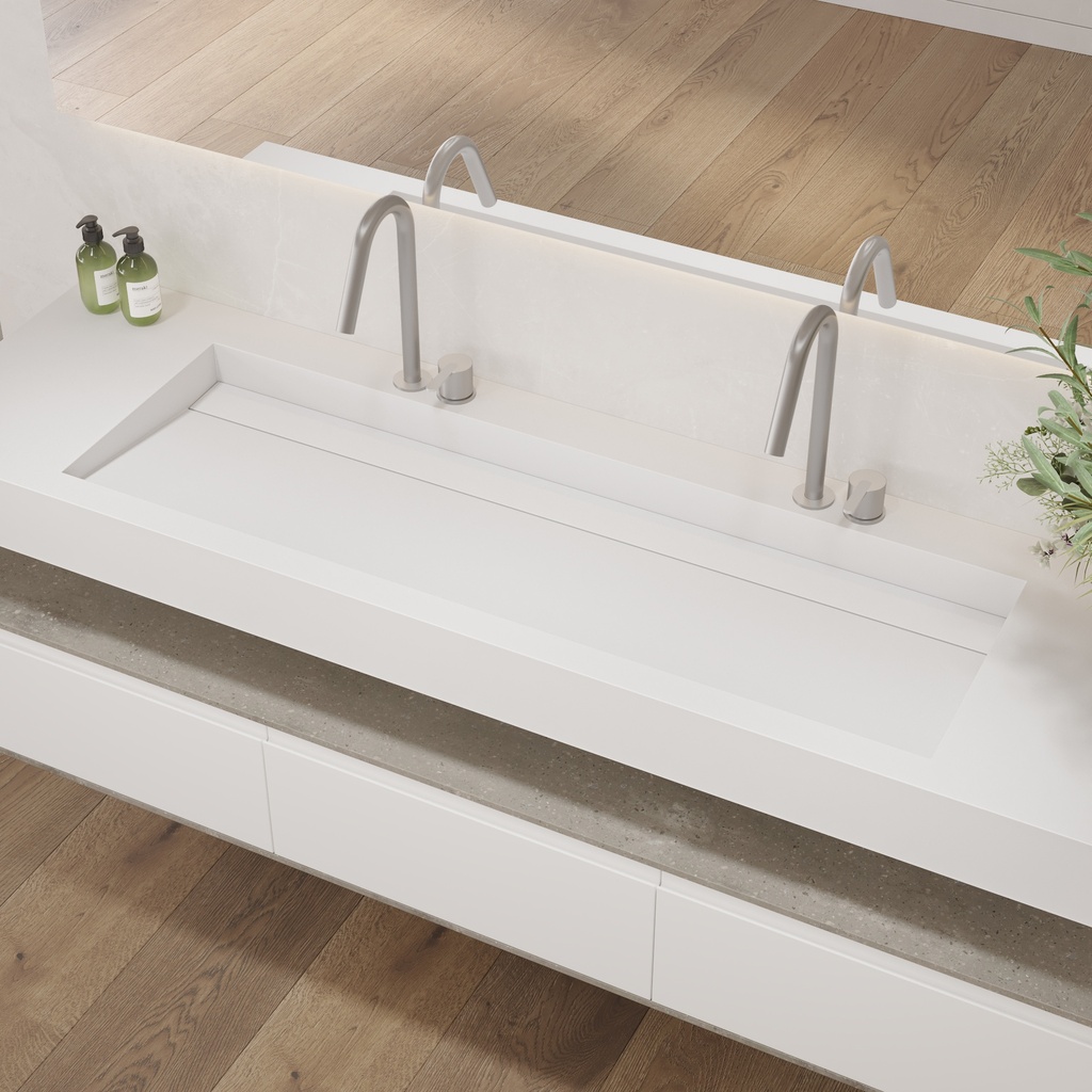 Cassiopeia Plus Slim Corian Wall-Hung Washbasin Glacier White Side View