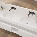 Delta Slim Corian Double Wall-Hung Washbasin Glacier White Side View