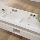 Quiet Slim Corian Double Wall-Hung Washbasin Glacier White Side View