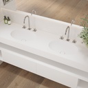 Ara Slim Corian Double Wall-Hung Washbasin Glacier White Side View