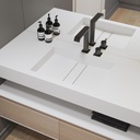 Hatysa Slim Corian Single Wall-Hung Washbasin Glacier White Side View