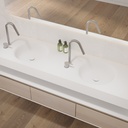 Rigel Slim Corian Double Wall-Hung Washbasin Glacier White Side View