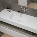 Orion Slim Corian Single Wall-Hung Washbasin Glacier White Side View