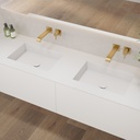 Andromeda Corian Double Vanity Top Glacier White Side View