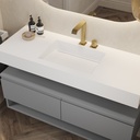 Aquila Slim Corian Single Wall-Hung Washbasin Glacier White Side View