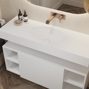 Ara Slim Corian Single Wall-Hung Washbasin Glacier White Side View