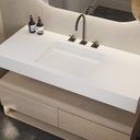 Cassiopeia Slim Corian Single Wall-Hung Washbasin Glacier White Side View