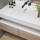 Gliese Slim Corian Single Wall-Hung Washbasin Glacier White Side View