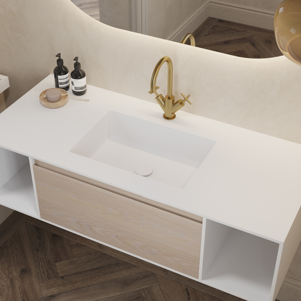 Pegasus Corian Single Vanity Top Glacier White Side View