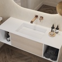 Biham Corian Single Vanity Top Glacier White Side View