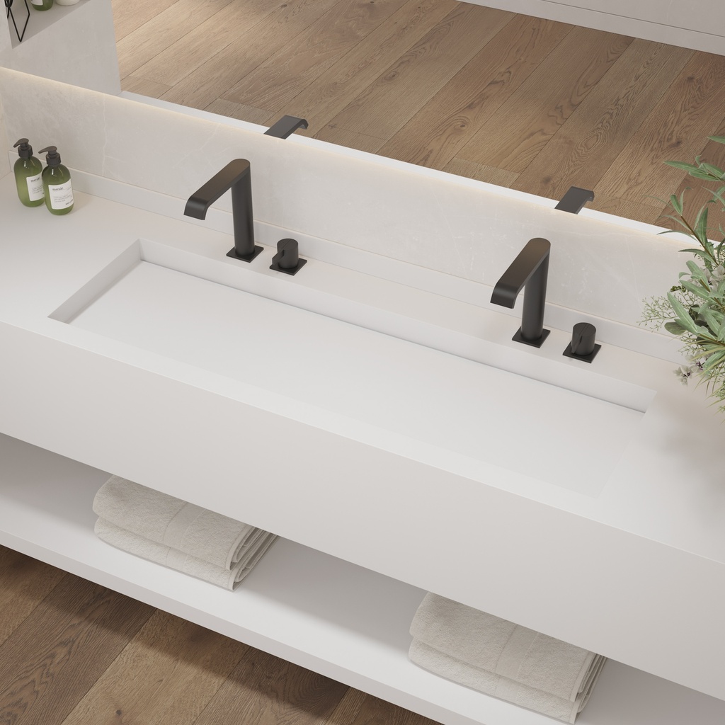 Gliese Plus Deep Corian Wall-Hung Washbasin Glacier White Side View