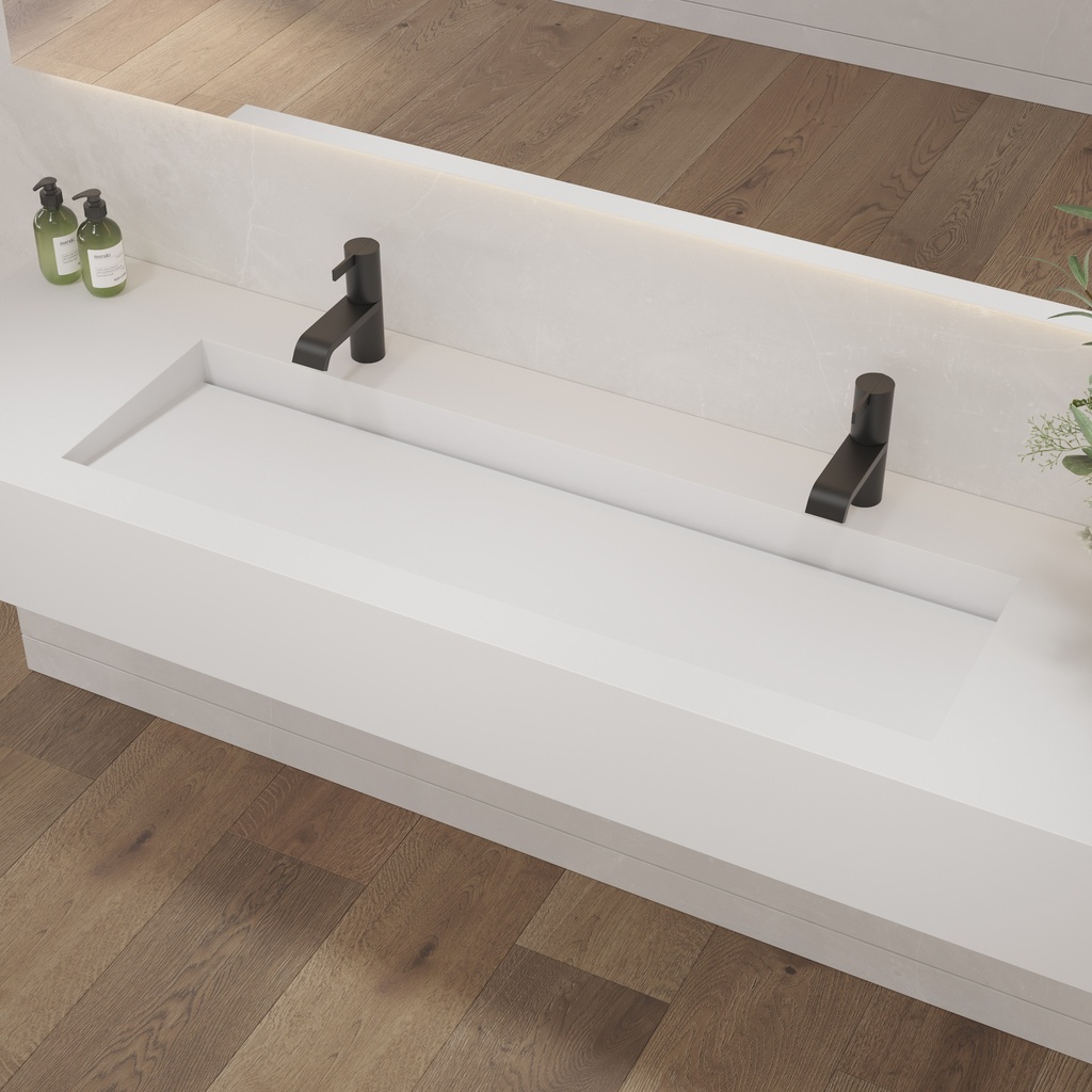 Sagitta Plus Deep Corian Wall-Hung Washbasin Glacier White Side View