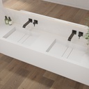 Hatysa Deep Corian Double Wall-Hung Washbasin Glacier White Side View